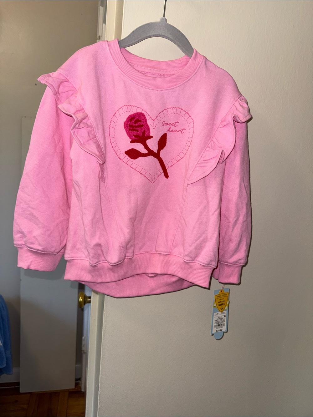 Cat & Jack Pink Ruffle Heart Sweatshirt